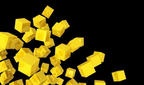 Banner - Flying Dice Gold Yellow on Black 2