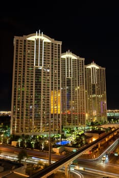 View of the streets of Las Vegas by night