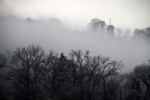 View to the Klüt in the fog (Hamelin)
