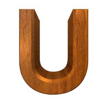 3d letter U in wood - 3d made