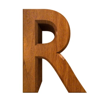 3d letter R in wood - 3d made
