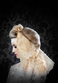 Hairdressing and makeup fashion woman on dark background