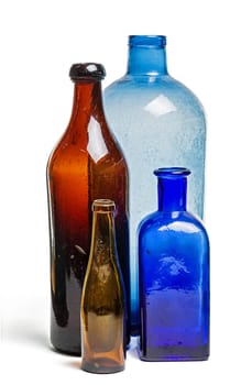 Composition of old colorful bottles