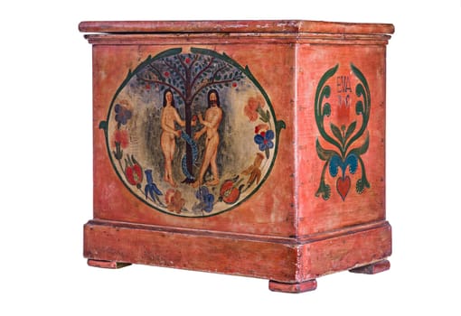 Antique Chest with Adam and Eve Painting