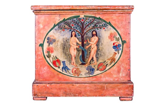 Antique Chest with Adam and Eve Painting