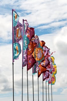 flags waving in Penzance in Cornwall