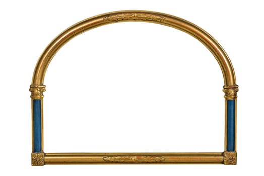 Semi-circular gilded picture frame with blue columns