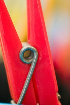 Clothesline with laundry and individually focused clothespin