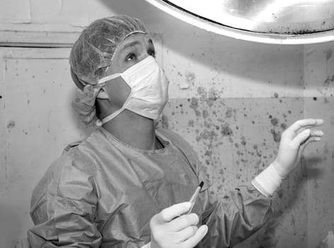 Shaded surgeon ask god before coming difficult surgery