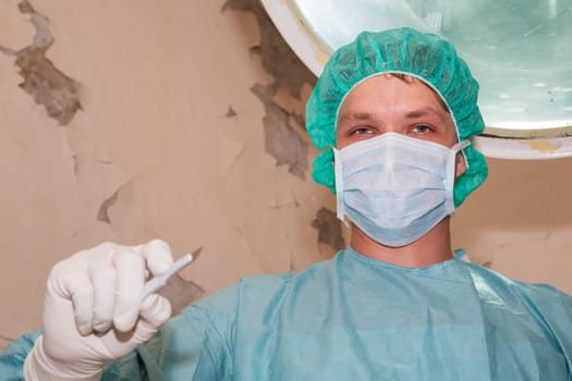 Surgeon have sadistic look before coming difficult surgery