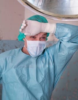 Surgeon is very tired and happy saving live