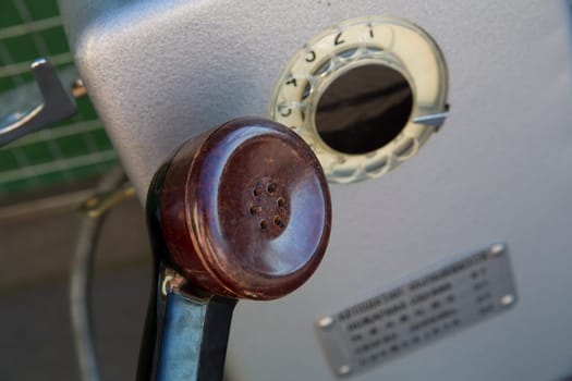 Main part of old and unused metal telephone