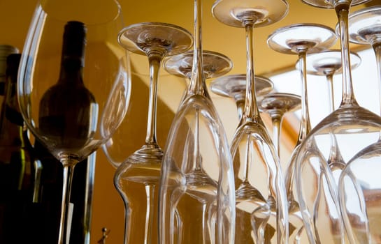 Emty goblets stay on special shelf and wait