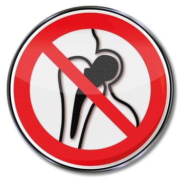 Prohibition sign person with implants