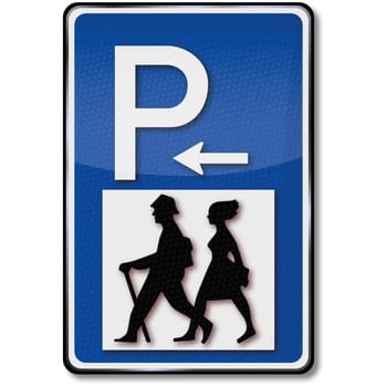 Traffic sign parking lot hiking trail