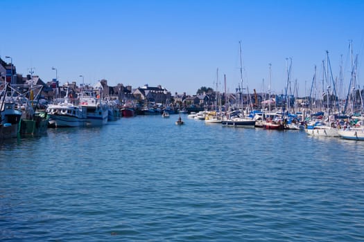 Fishing boats and yachts in a French Fishing Port