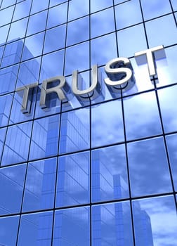 Mirror façade blue - Trust concept vertical