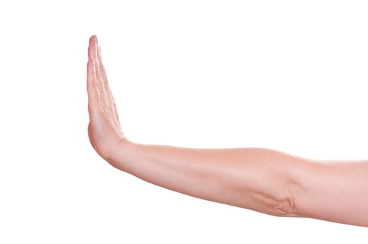 White isolated hand signal for support from the side