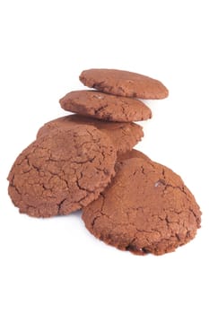 Chocolate chip cookies on a white background