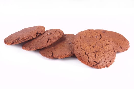 Chocolate chip cookies on a white background