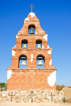 Belltower of San Migeul mission in California