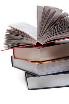 Pile of the books insulated on white background