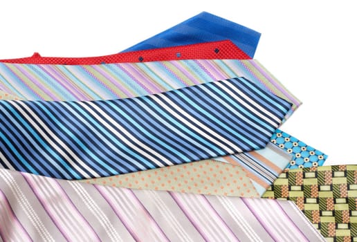 Colour, striped male ties insulated on white background