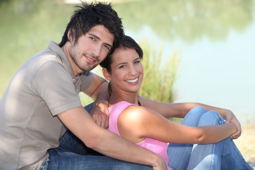 Romantic walk by the lake