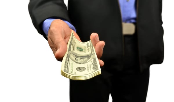 business man holding money in hand