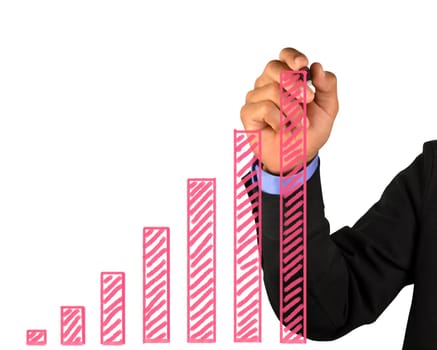 Male hand drawing a chart