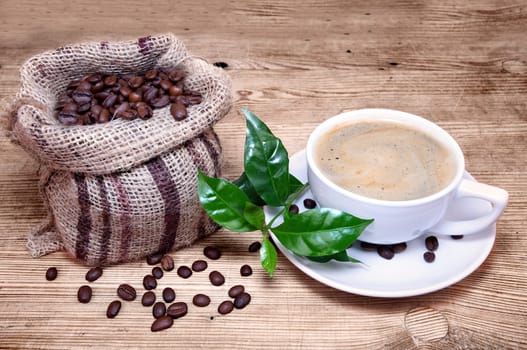 Coffee with coffee beans