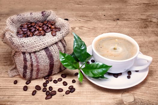 Coffee with coffee beans