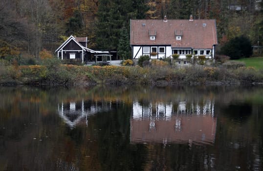 Residential house on the banks of the pond near the Externsteine