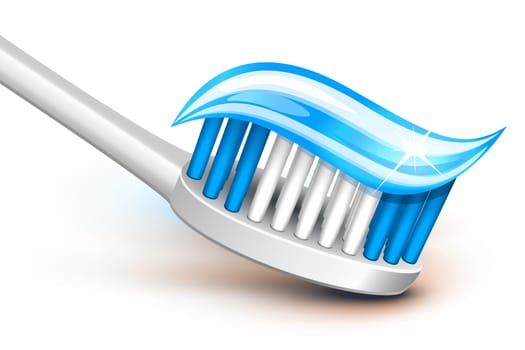 Toothbrush with blue gel toothpaste