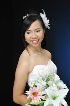 asian women in wedding dress