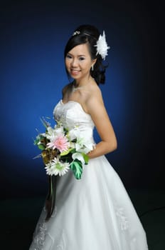 asian women in wedding dress