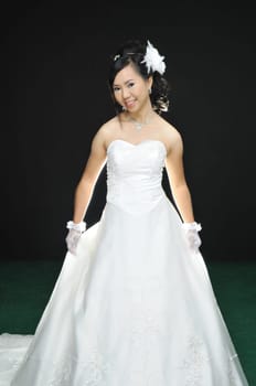asian women in wedding dress