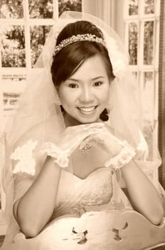 asian women in wedding dress