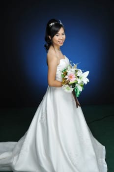 asian women in wedding dress