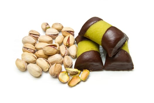 delicious chocolate pastries with pistachio
