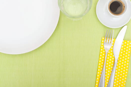 Set Table With Cup of Coffee With Place for Copy