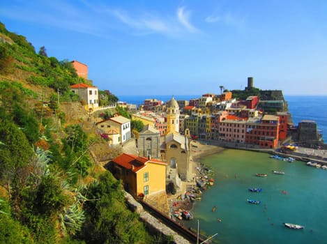 Village on Italian coast in Liguria
