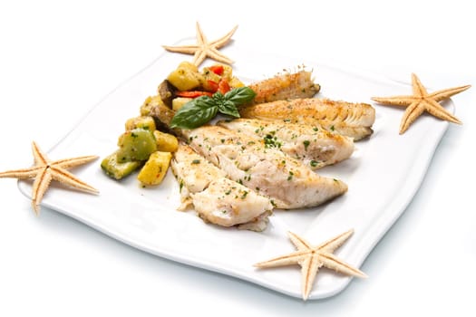 Tasty healthy fish fillet with vegetables