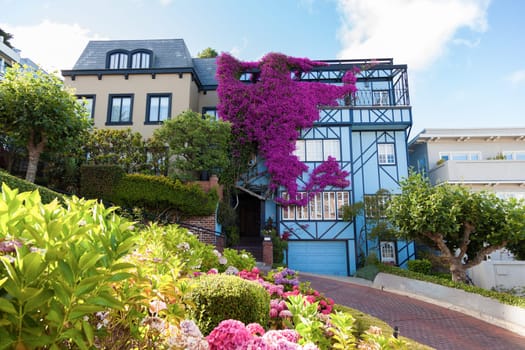 View of Lombard Street, the crookedest street in the world, San Francisco, California - USA