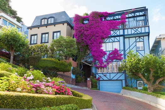 View of Lombard Street, the crookedest street in the world, San Francisco, California - USA