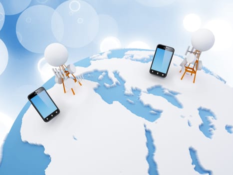 A cellular network or mobile network is a radio network distributed over land areas called cells, each served by at least one fixed-location transceiver, known as a cell site or base station. In a cellular network, each cell uses a different set of freque