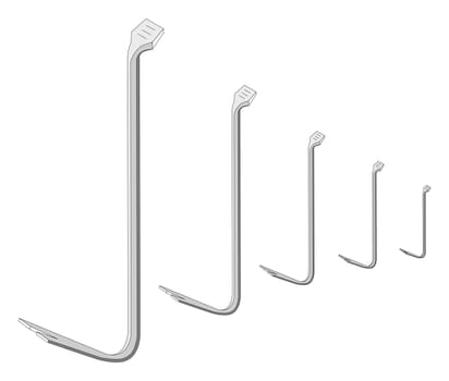Vector gray crowbar in five different sizes