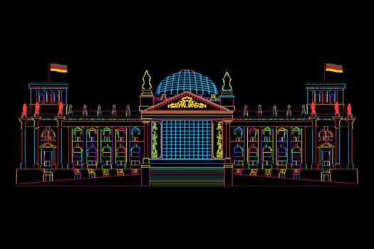 Stylized illustration of Berlin&#039 s parliament, Reichstag.