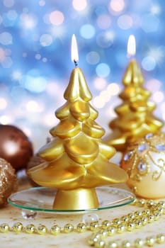 Beautiful golden Christmas candle tree