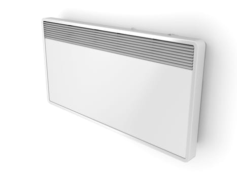 Electric panel heater on white wall